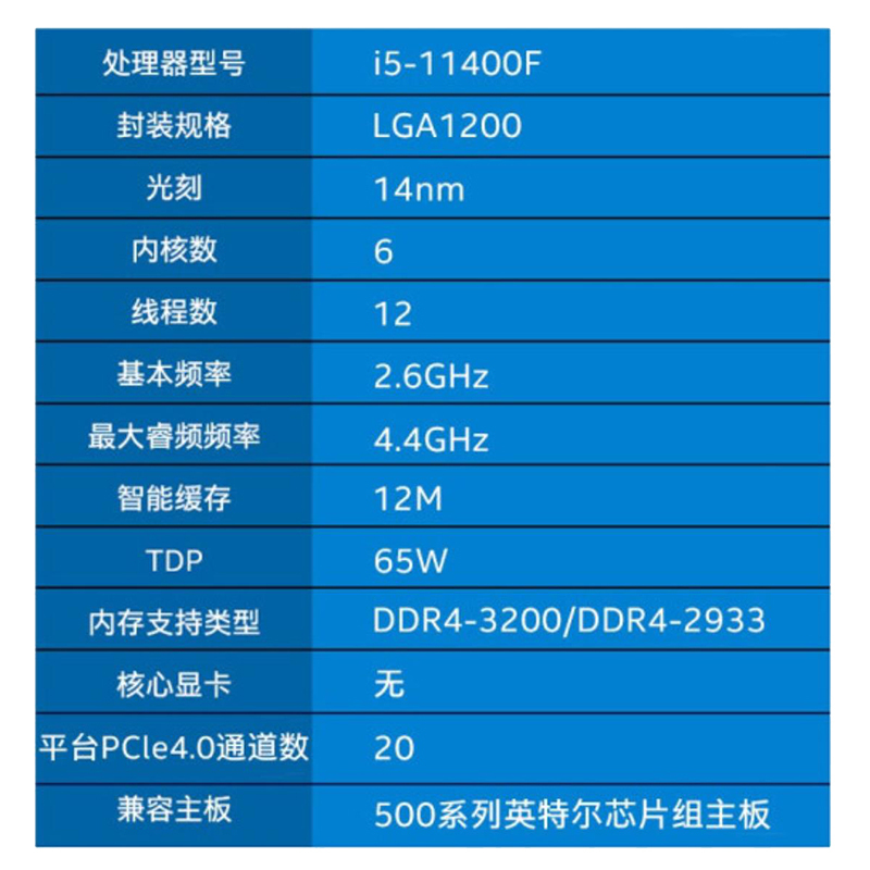 酷睿 i5-11400F：小身材大能量，英特尔处理器性能卓越  第1张