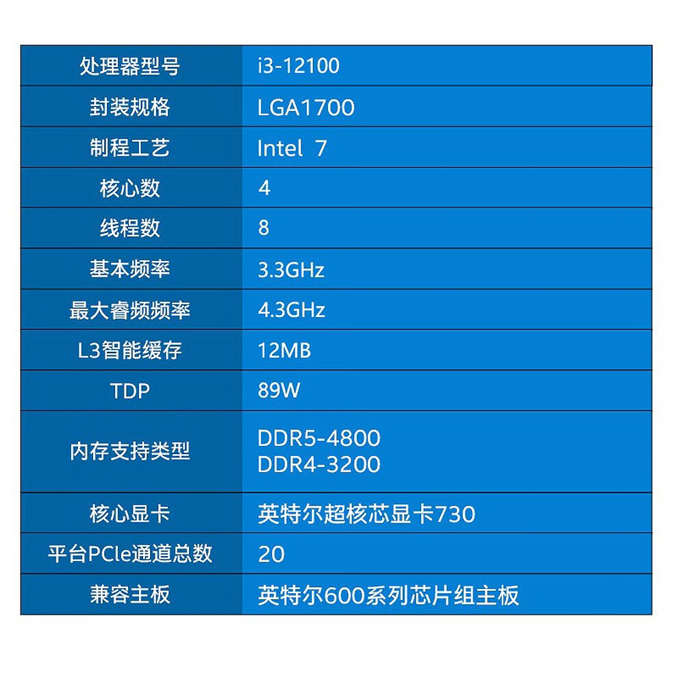 酷睿 i3-12100：新时代技术典范，融合高性能与节能的完美处理器  第3张